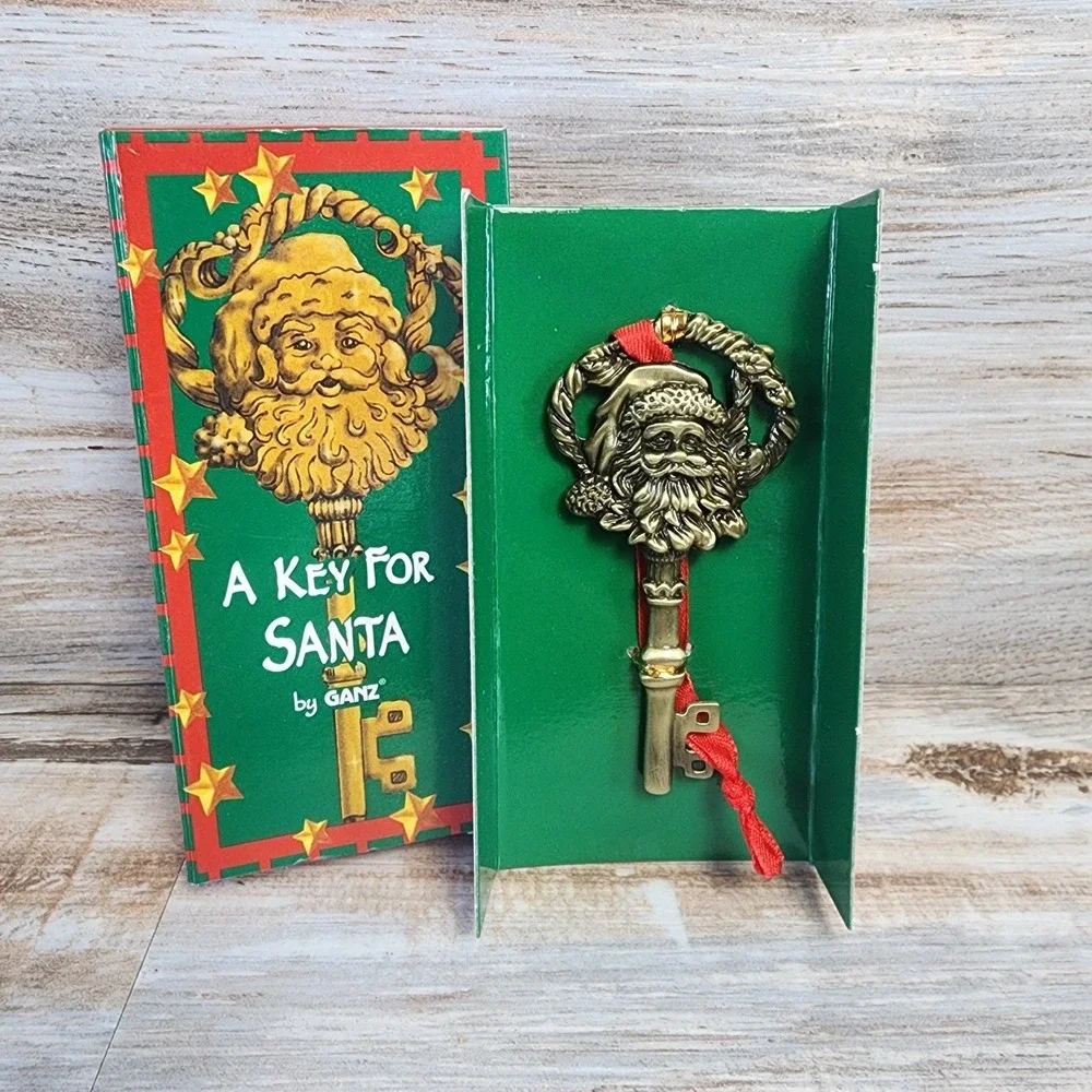 Ganz A Key for Santa Brass Tone Metal Christmas Ornament with Storybook Box